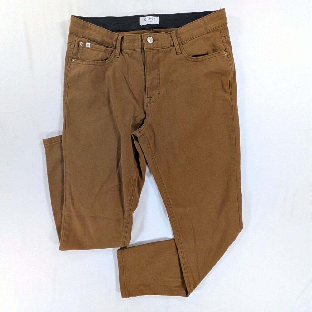 Curve Appeal Pants Womens 10 Brown Minimalist Jegging Mid Rise Stretch Casual